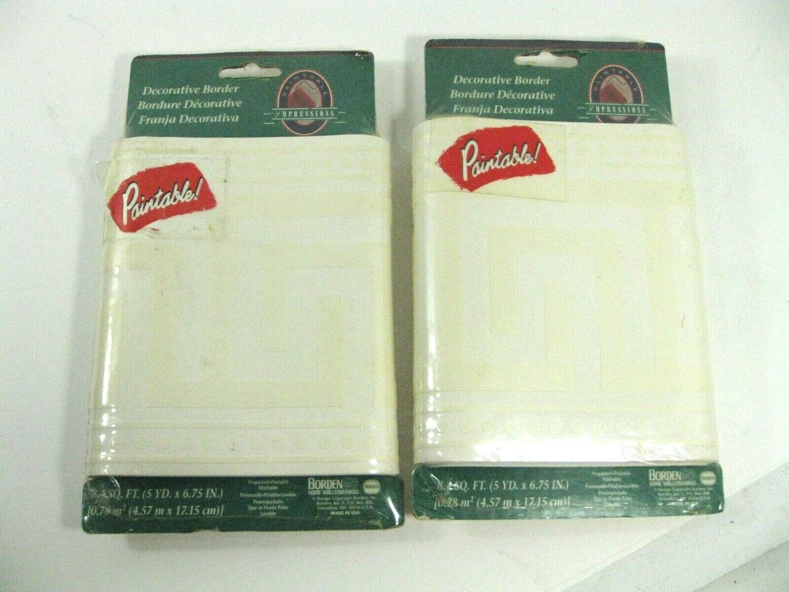 2 Vtg Impressions Wallpaper Border Architectural White on White 5 Yds EA... - $3.00
