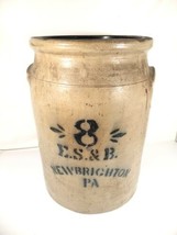 ES&amp;B Stoneware Crock 8 Gallon New Brighton PA Antique Churn Pot Made In USA - £1,580.59 GBP