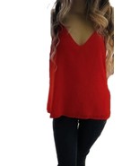 Express Women&#39;s Sleeveless Bright Red V-Neck Lined Blouse New Size S - $207.79 MXN