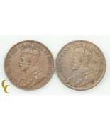1914 &amp; 1917 Canada One Cent 1C Lot of 2 Coins (XF-BU Condition) KM# 21 - €44,77 EUR