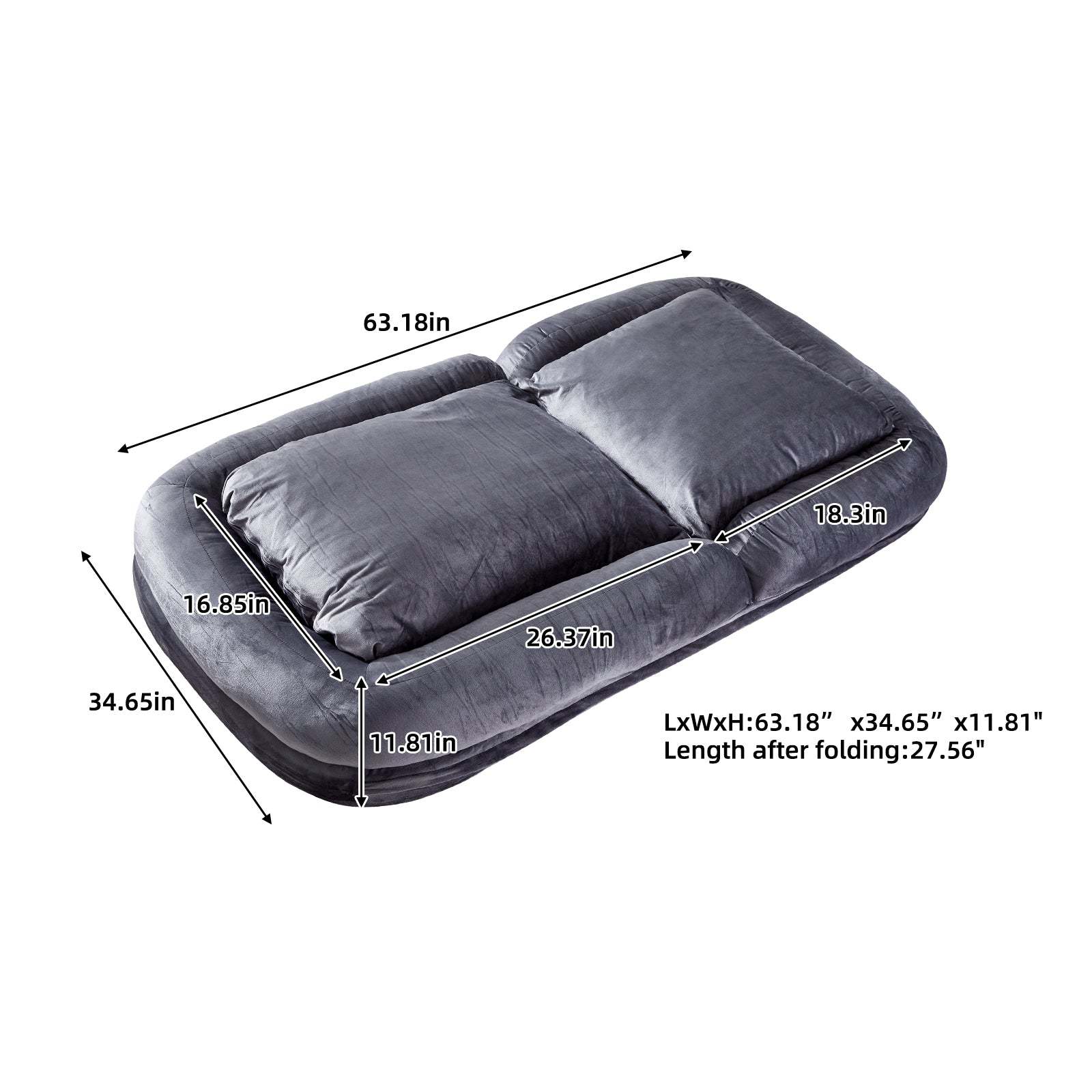 Gray Flannelette Folding Sofa Chair: Gaming, Relaxation, Adjustable Item image 3