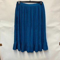 Alfani Womens XL Baroque Teal Blue Pleated Elastic Waist Midi Skirt NWT D35 - $37.23