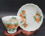 Vintage EW Japan California Coffee Tea Cup &amp; Saucer Hand Painted Orange ... - $14.84