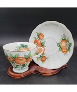 Vintage EW Japan California Coffee Tea Cup &amp; Saucer Hand Painted Orange ... - $20.33 CAD