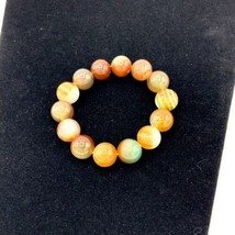 Vintage Carnelian Natural Stone Ball Stretch Elastic Bracelet 0.5” 15mm Beads - $9.50