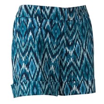 Apt 9 Cuffed Shorts Womens 12 Ikat Blue Cotton Stretch NEW - $24.62
