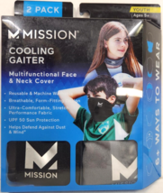 Mission Cooling Gaiter New Multifunctional Face/Neck Cover YOUTH 2 Pack  - $7.84