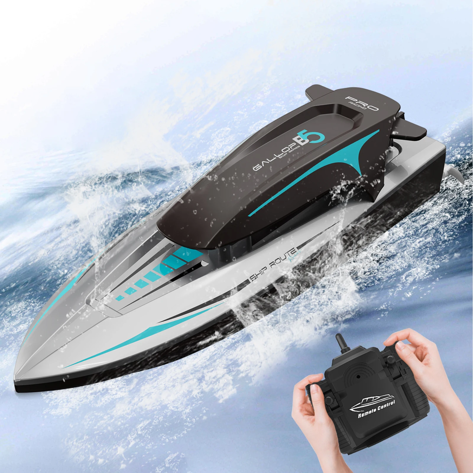 RC Motorboat with LED Light Max Speed 20km/h Racing Speedboat 20min Working Time - £25.53 GBP+