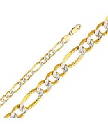Genuine 14k Two-tone Gold 8.6mm Wide Pave 3+1 Figaro Chain Necklace 22&quot; ... - $5,585.00+