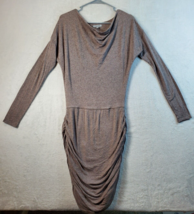 Athleta T Shirt Dress Women Size XS Brown Ruched Modal Long Sleeve Cowl Neck - £14.40 GBP