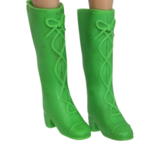 Vintage 1970&#39;s Mattel Barbie Mod Green Calf High Lace Up Boots Bright Green - £20.20 GBP