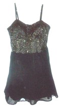Lily Rose Black &amp; Gold Sparkle Lace Bodice Dress with Chiffon Skirt XXL ... - £31.84 GBP
