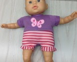 Cititoy 2007 baby doll pink stripes butterfly  purple outfit blue eyes USED - £15.56 GBP