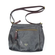 Fossil Vickery Crossbody Black and Brown Leather Purse Strap Pebbled - £21.27 GBP