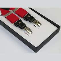 ELEGANT Suspenders Clip on and Button Option for Slacks or Suit Pants Red image 5