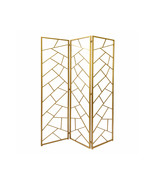HomeRoots 3 Panel Gold Room Divider with Geometric Motif - $13,645.89 MXN