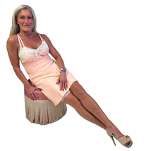 1930s Vintage Peach Rayon Full Slip Ivory Lace Trim sz 34 Never worn - $114.94