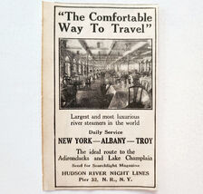 1917 Hudson River Night Line Steamer Cruise NY Advertisement WW1 Era Shi... - $10.00