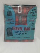 VTG 60&#39;s Era Black Red Black Yellow Plaid Vinyl Dress &amp; Coat Garment Zipper Bag - £18.46 GBP