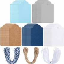 Primbeeks 125 Pcs Premium Gift Tags, 5 Colors Kraft Paper Tags with Stri... - $12.23
