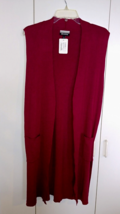 Allison Brittney Ladies Long Knit Maroon Sweater VEST-L-NWT-$58 ORIG.-NICE - £16.20 GBP