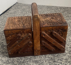 Beautifully Hand Carved Wooden Keepsake Box Jewellery Chest Organiser - £30.60 GBP