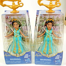 2 Princess Jasmine Small Doll Teal Dress Cake Topper 3.5 in Disney Aladd... - $7.95