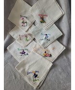 7 Vintage Hand Embroidered Weekday Handkerchiefs 9&quot;x9&quot; - £21.17 GBP