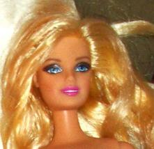 Nude Barbie doll golden blond sky blue eyes rose pink lips bent left arm vintage - $25.99