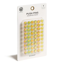 NEW Emoji Push Pins Smiley Face Thumb Tacks 54 count metal 0.25 inch dia... - $4.95