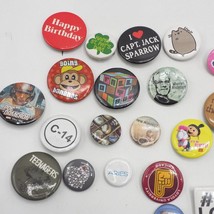 Lot of 25 Vintage &amp; Modern Button Badges Pins Pinback - £18.50 GBP