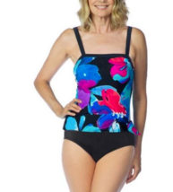 2 Bamboo Ladies&#39; One Piece Swimsuit, BLACK FLORAL, M(8/10) - £10.24 GBP