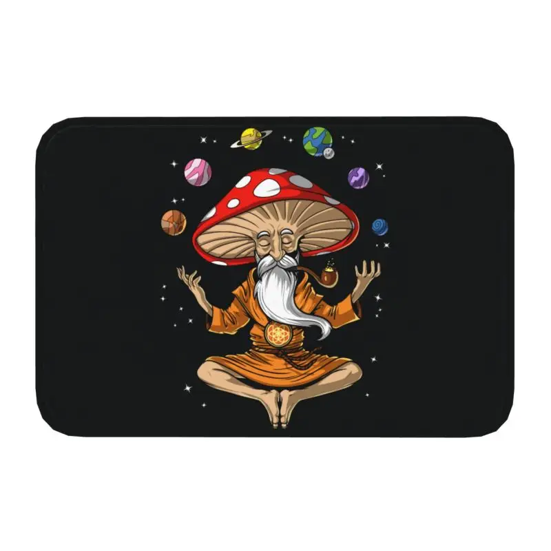 Buddha Magic Mushroom Doormat Non-Slip Floor Door Mats Psilocybin Psychedelic Fu - $15.99