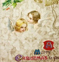 Merry Christmas John Winsch 1910 Greeting Postcard Embossed Angels PCBG6B - £23.16 GBP