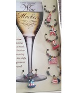 BOSTON Warehouse, Set of 6, Patriotic, Red, White &amp; Blue Wine Markers, NEW - $14.96