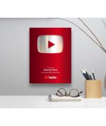 Custom YouTube Play Button plaque, personalization creator award,Social media  - $76.00