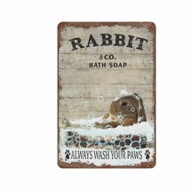 Vintage Iron Rabbit Bath Soap Metal Tin Sign - $514.41 MXN