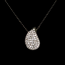 Lia Sophia Pendant Necklace Signed 18” Silver Tone Rhinestone Teardrop Modern - £13.44 GBP