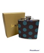 Neiman Marcus Gift Boxed Honeycomb - Print Fabric Flask.NWT.Turquoise/Brown - $792.09 MXN