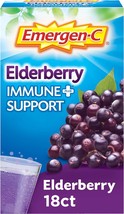 Emergen-C Immune+ Vitamin C 1000mg (18 Count, Elderberry) Dietary Supplement Fiz - £27.17 GBP