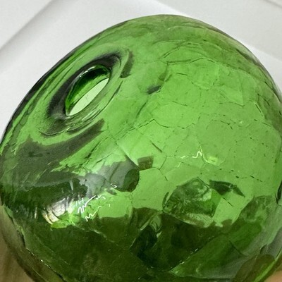 Plow & Hearth Indoor Green Crackle Glass Footed Fruit Fly Trap Art Glass Item image 10