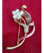 Stunning Diamonte Gold Plated Open Lily Flower Brooch Broach Cake Pin fo... - $13.43