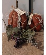 Primitive Fall Halloween Grungy Orange PUMPKINS w/ Real Stem Handmade Large - $24.70