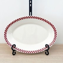Homer Laughlin Checkers Maroon Red America&#39;s Diner Oval Platters Plate - £19.84 GBP