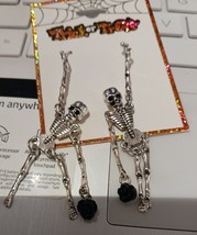 New Trick or Treat Fashion Silver Skelton Moveable Earrings New With Tags. - £6.72 GBP