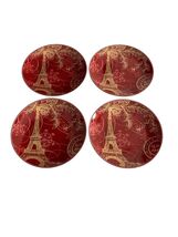 222 Fifth Joyeux Noel Gold Plates Set of 4 Red Eiffel Tower Christmas 6.25 - $30.60