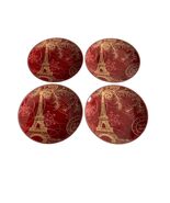 222 Fifth Joyeux Noel Gold Plates Set of 4 Red Eiffel Tower Christmas 6.25 - $30.60