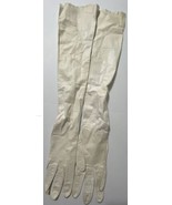 Real Kid Long Evening Leather Ivory Gloves Buttons Size 7 France (stains) - $44.50