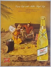1962 Print Ad Miller High Life Beer Couple Have Picnic on Sand Beach - £13.34 GBP
