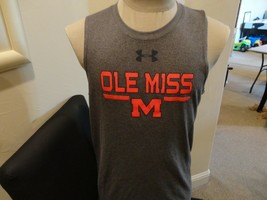 Gray Under Armour Heat Gear Ole Miss Rebels NCAA Sleeveless t-Shirt Adult M NICE - £15.90 GBP